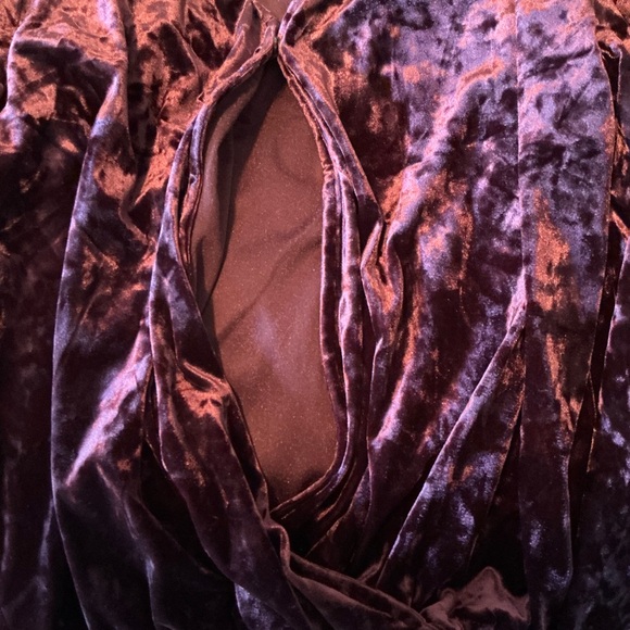 Luxurious Velvet Wrap Blouse in Rich Purple - Picture 3 of 3